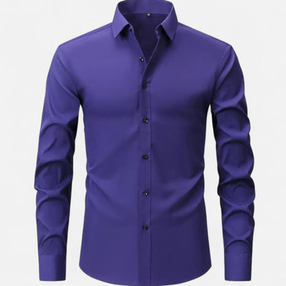 Chemise à manches longues pour homme, coupe ajustée et extensible