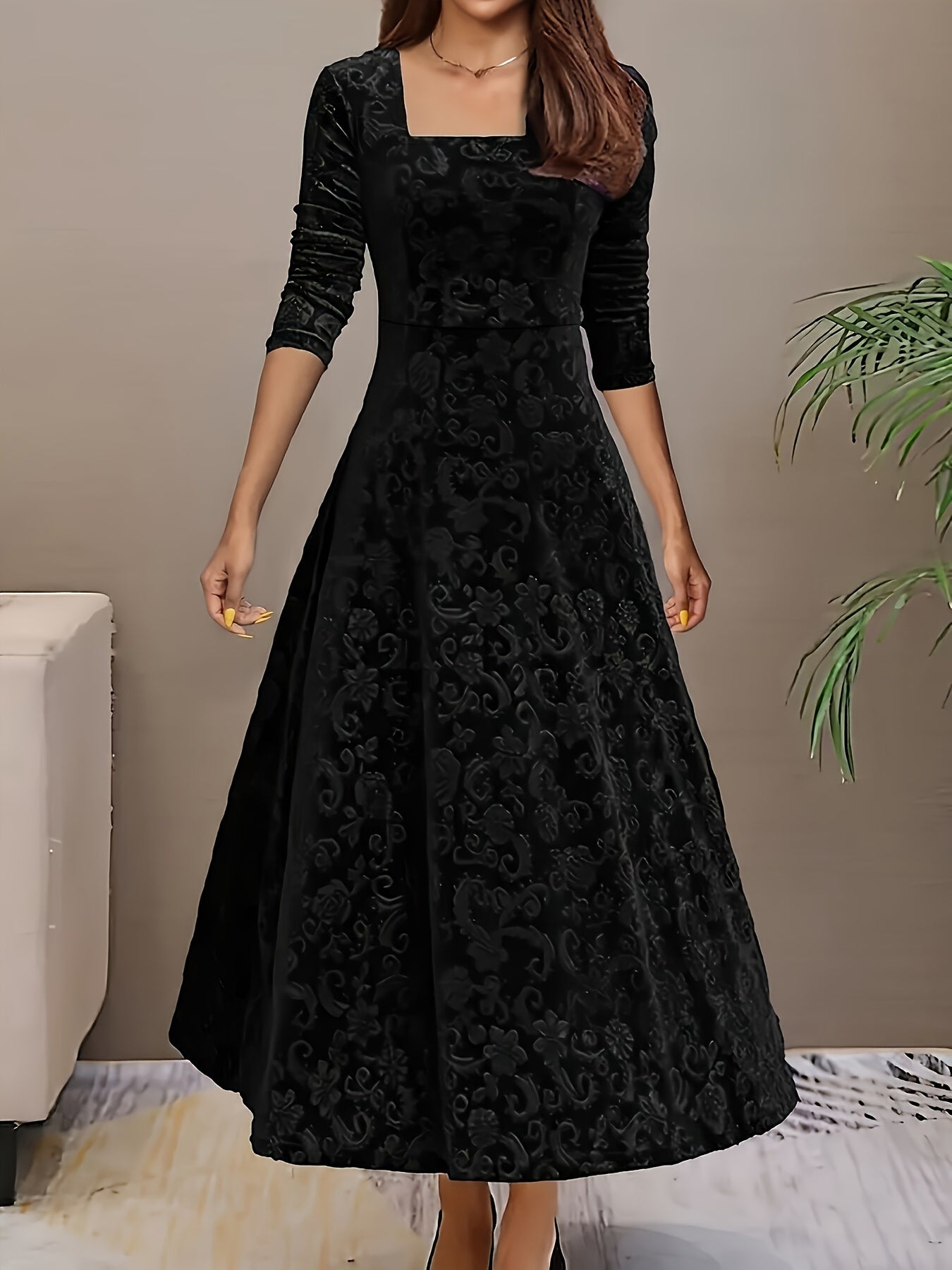 Bethany | Women’s Graceful Floral Design Midi Dress - Image 5