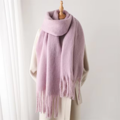 Women's Wool Mix Oversized Tassel Knit Scarf Heavyweight Chunky Wrap