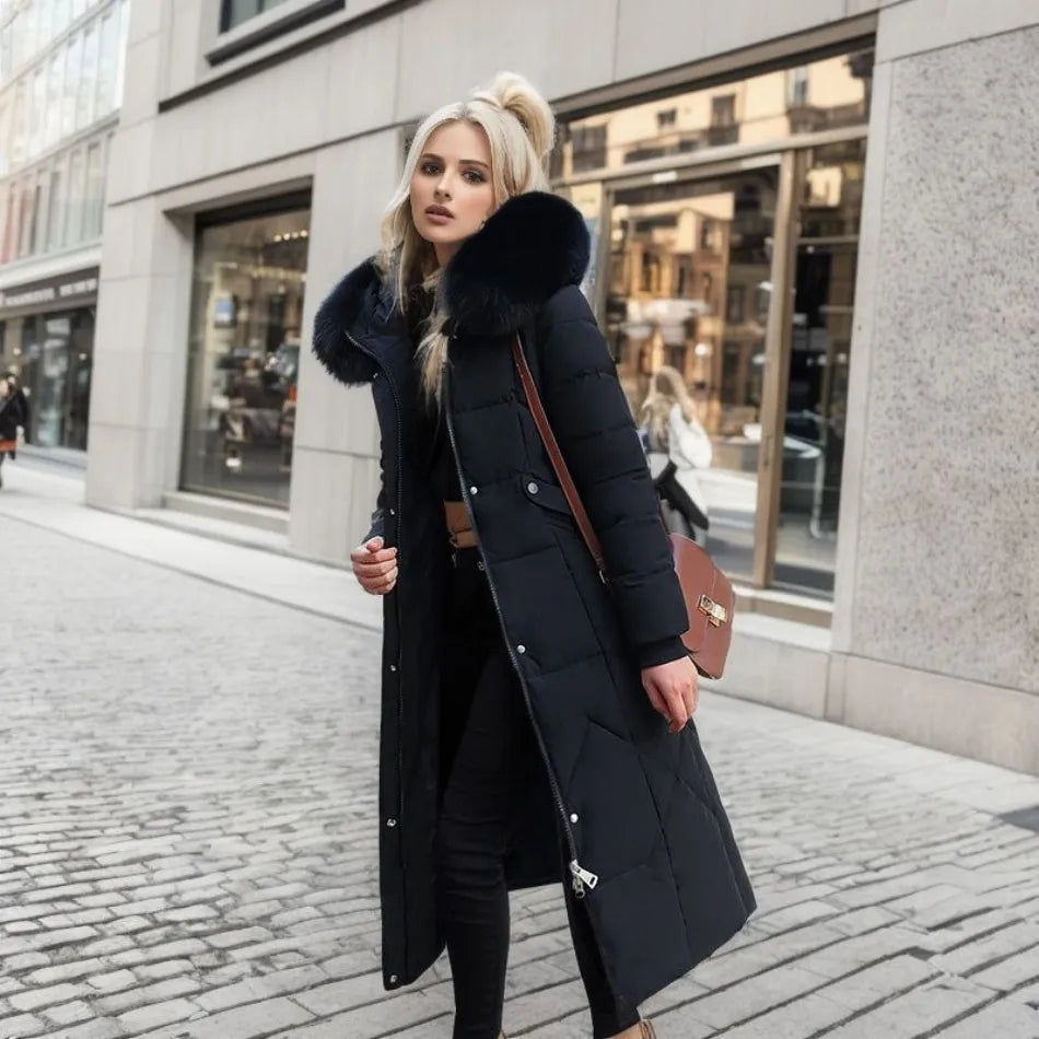 Hannah | Women Winter Quilted coat z Hood Trim