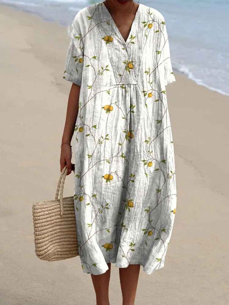 Γυναικείο Vintage Floral Art Print Ροζ Casual Φόρεμα