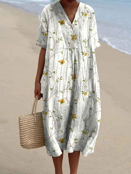 Γυναικείο Vintage Floral Art Print Ροζ Casual Φόρεμα