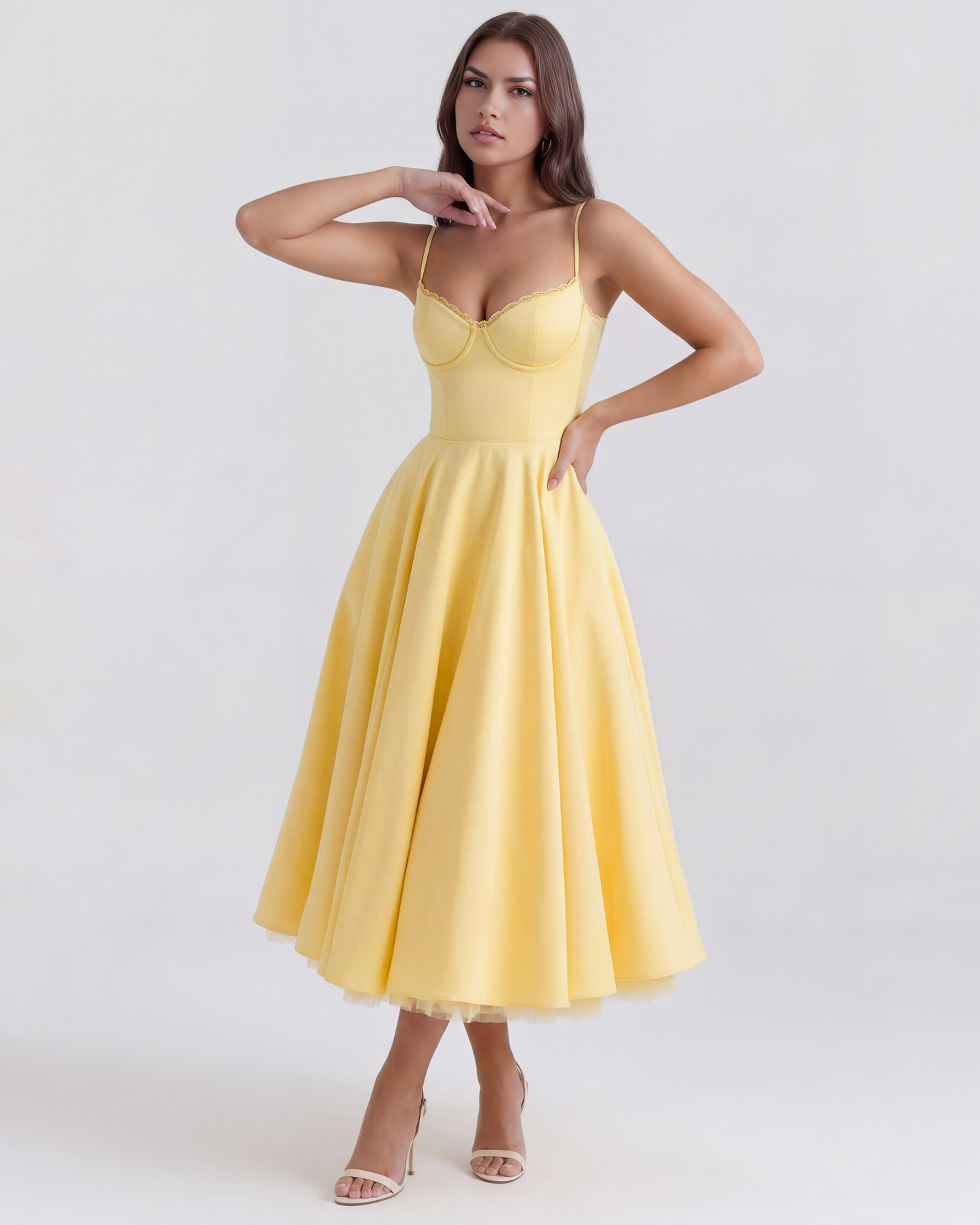Belle - Robe midi avec couches de tulle et poches secrètes
