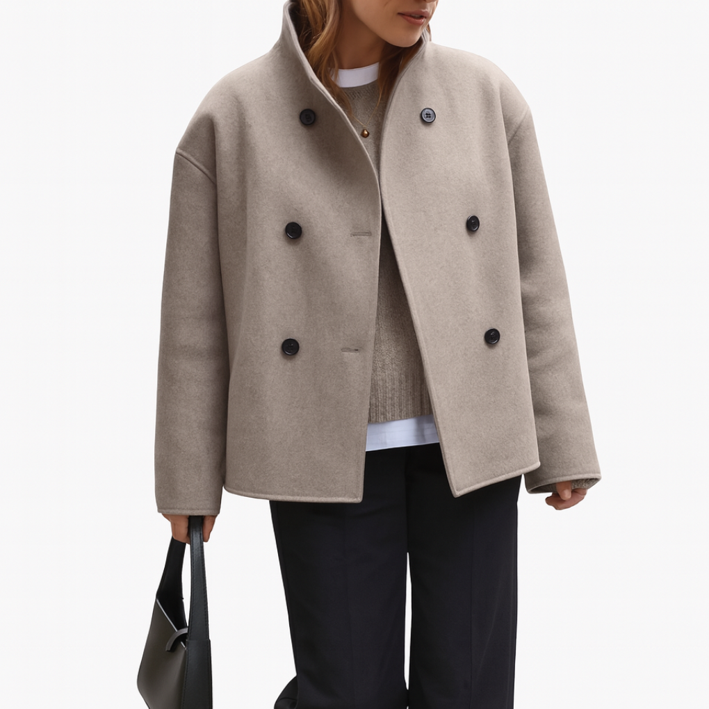 Veste Courte Classique pour Femme – Manteau Oversize Croisé à Boutonnage Double