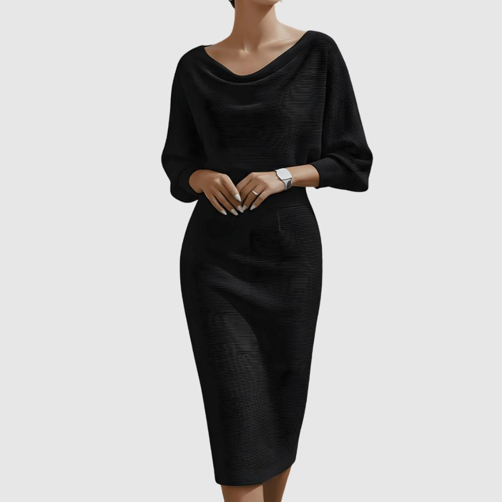 Zoé - Robe midi avec décolleté drapé