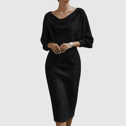 Zoé - Robe midi avec décolleté drapé