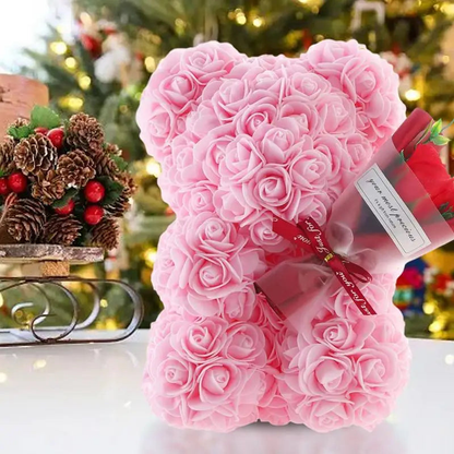 Mother’s Day Gift | Rose Teddy Bear Holding Bouquet