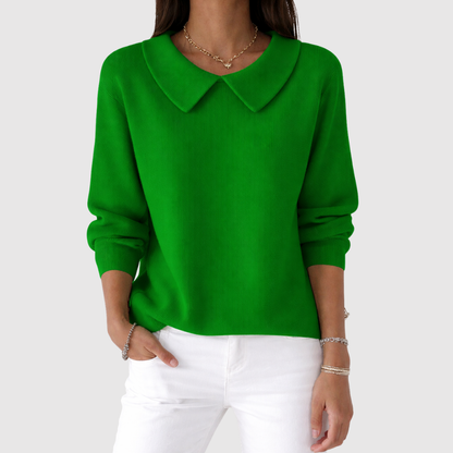Amelia – Damski sweter z delikatnym kołnierzem polo