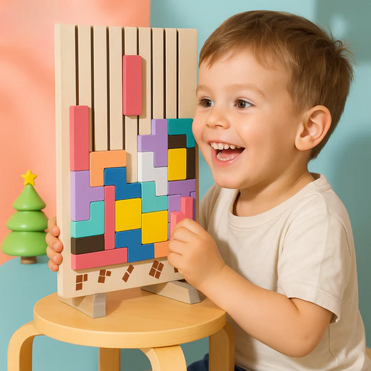 Holz-Tetris-Puzzle – Buntes Bauspiel ab 5 Jahren