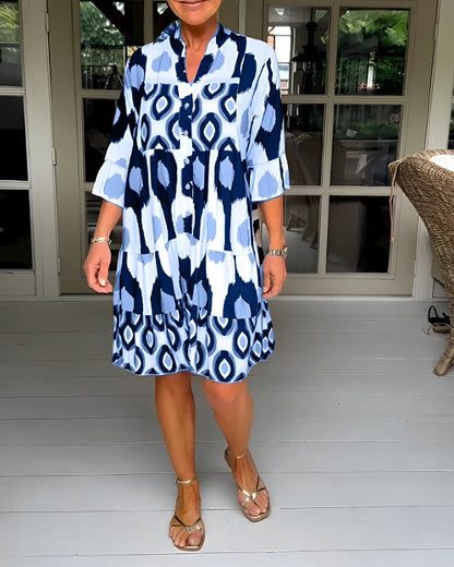 Parker | Geometric Tiered Midi Dress for Bold Boho Style