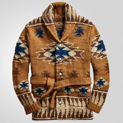 Trenton Jacquard Wool Cardigan for a Warm and Elegant Style
