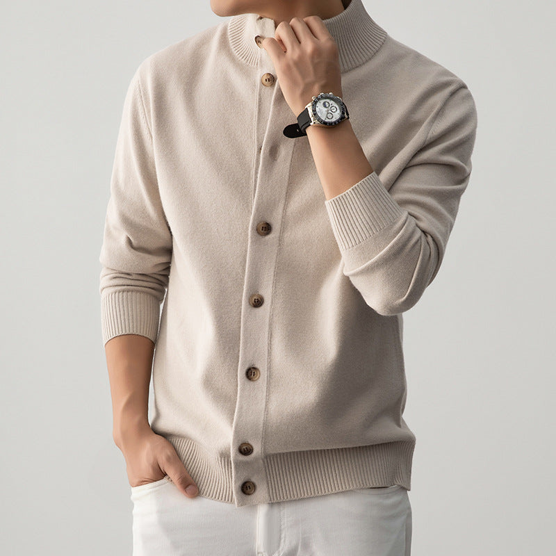 Henry – Gilet long à manches longues et col montant boutonné