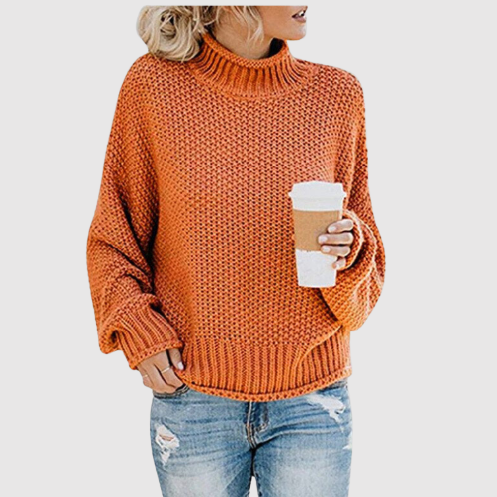 Amelia – Oversize damski sweter z wysokim kołnierzem