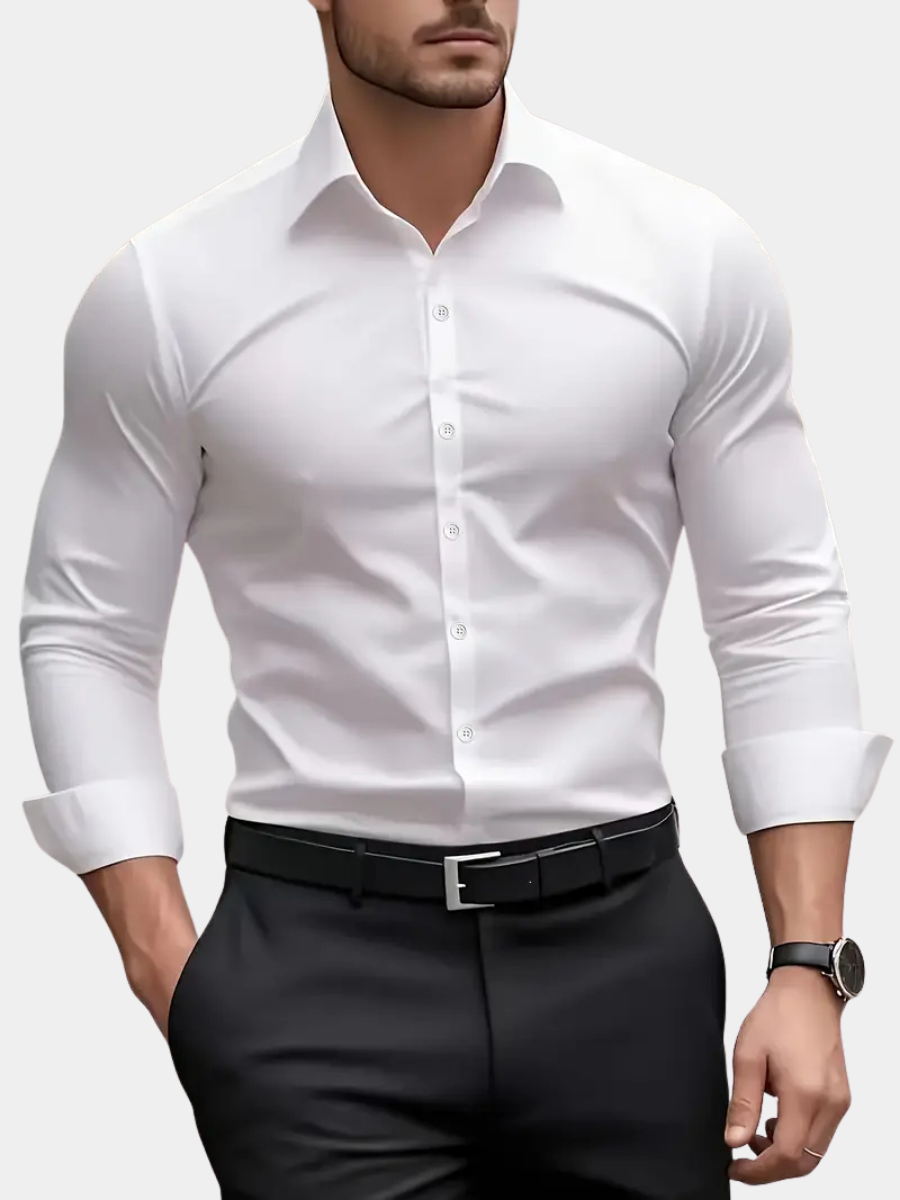 Men’s Breathable Long Sleeve Shirt Smart Casual Comfortable Easy Care Everyday Formal Wear