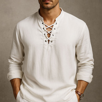 Valhalla Linen Men Vibe Lace Up Shirt