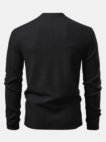 Long Sleeve Waffle Mock Neck T-Shirt