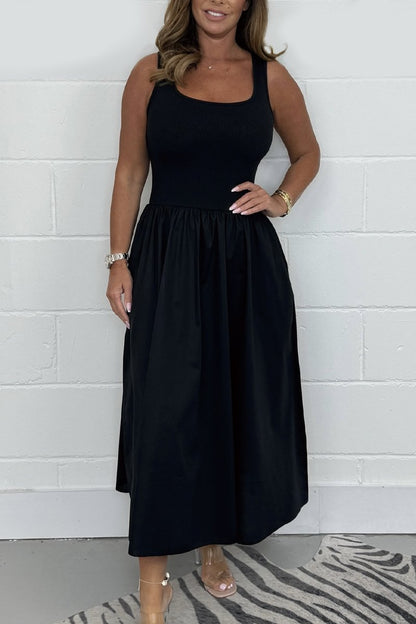 Stylish Sleeveless A-Line Dress with Square Neckline