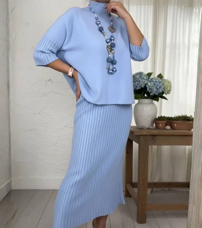 Debora Knit Set with Ribbed Skirt – Cozy, Chic, and Effortless