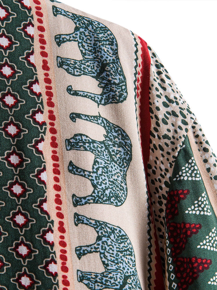 Marvion – Geometrisches Elefanten Print Hemd