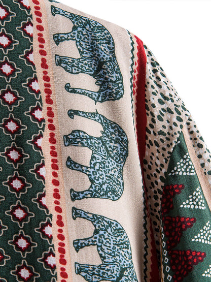 Marvion – Geometrisches Elefanten Print Hemd