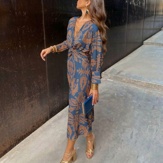 Élancia™ | Robe midi fluide à imprimé artistique au charme raffiné