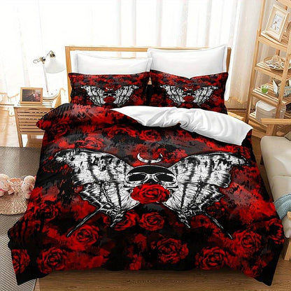 home & garden : Luxe Layers - Hard Rock Rose Skull Dekbedovertrek Beddengoed Set in van Pantino