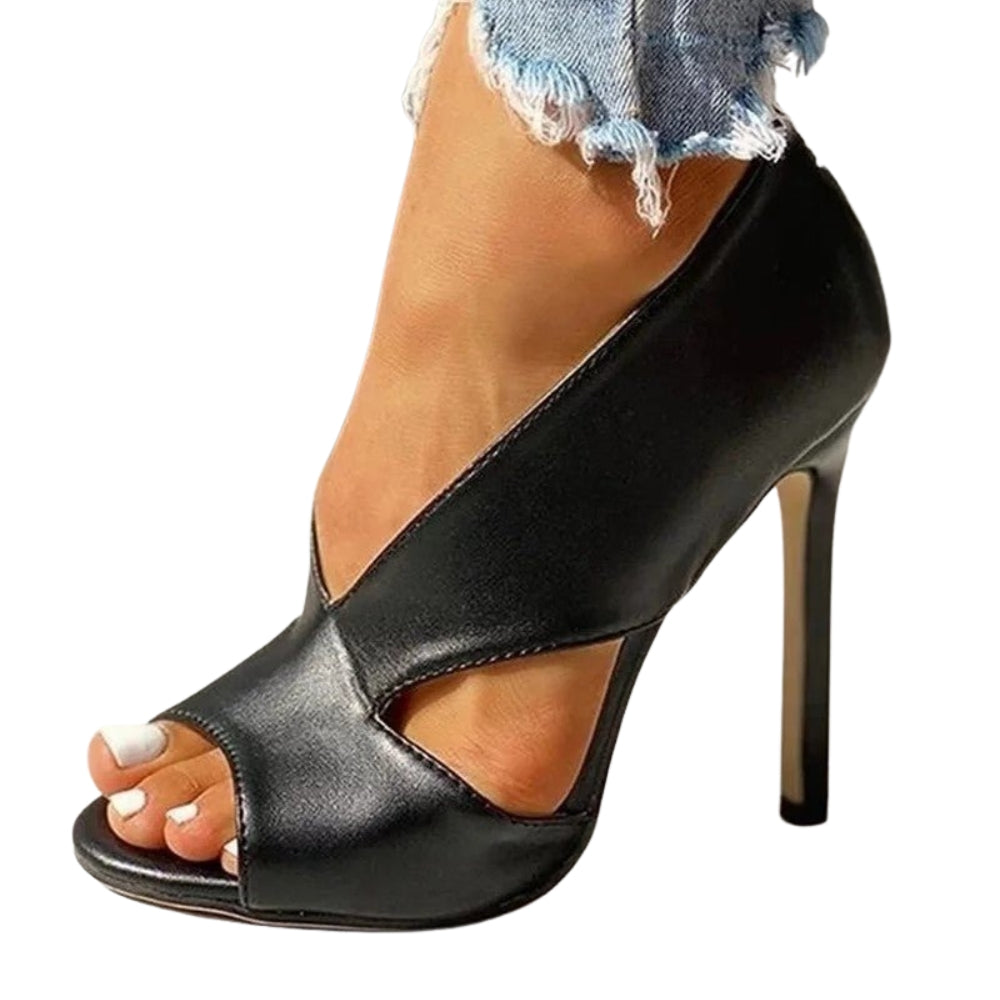 Sandales à Talons Hauts avec Bout Ouvert et Découpes Latérales