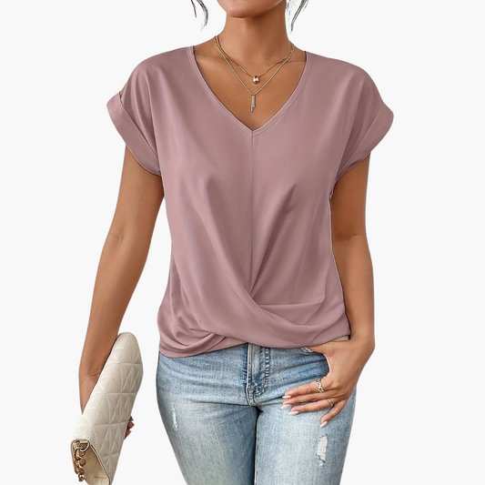 Women Spring V Neck Drape Top
