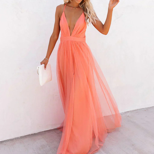 DELACROIX | Coral Light Maxi Dress