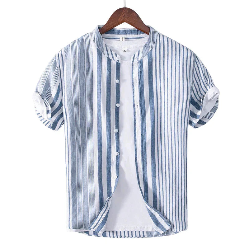 Malvin – Gestreept Shirt met Halflange Mouwen en Ronde Hals Velani