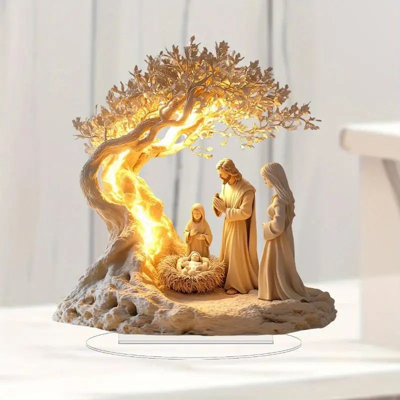 BlessingAura - Jesus Fødsel Figur Statue til Indendørs Dekoration