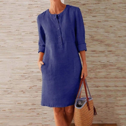 Harper | Women's Shirt Dress With Mandarin Collar And Button Front | Casual