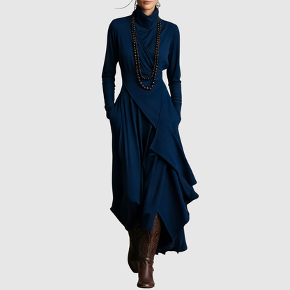 Eliška – Elegancka asymetryczna sukienka maxi o luźnym kroju