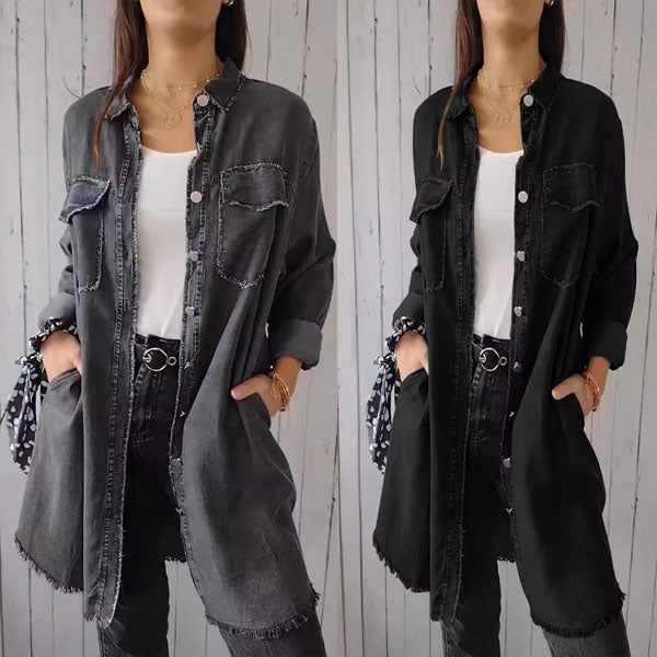 Zafrielle | Dames Faux Denim Jas – Casual Knoopsluiting Jas