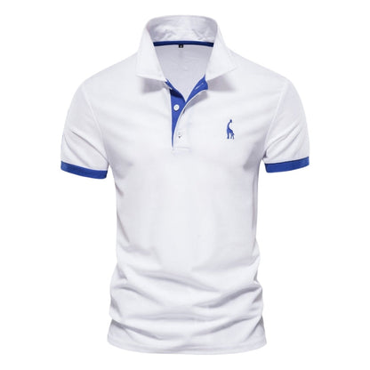 Ethan – Slanke Pasvorm Poloshirt met Knoopkraag en Korte Mouwen