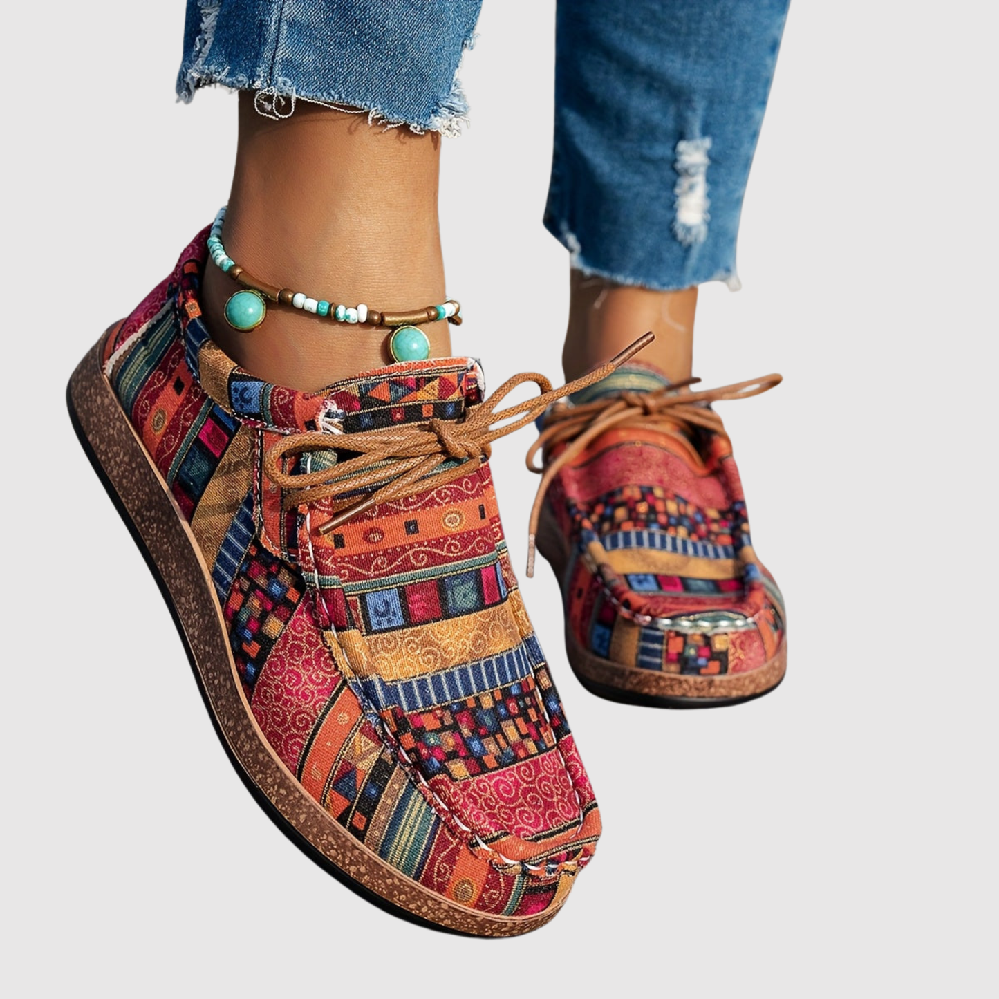 Rita - Boho damskie buty w kwiatowy wzór
