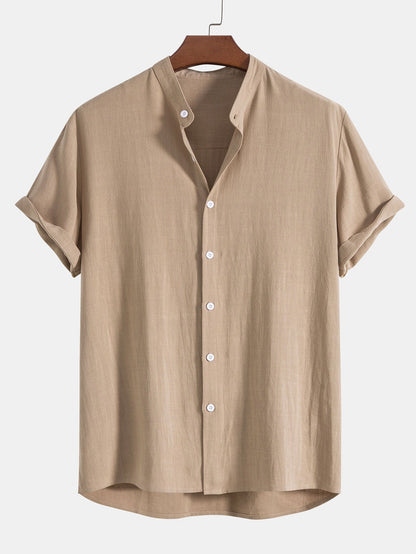 Ensemble Homme Été Coton Lin – Chemise Manches Courtes et Pantalon Décontracté