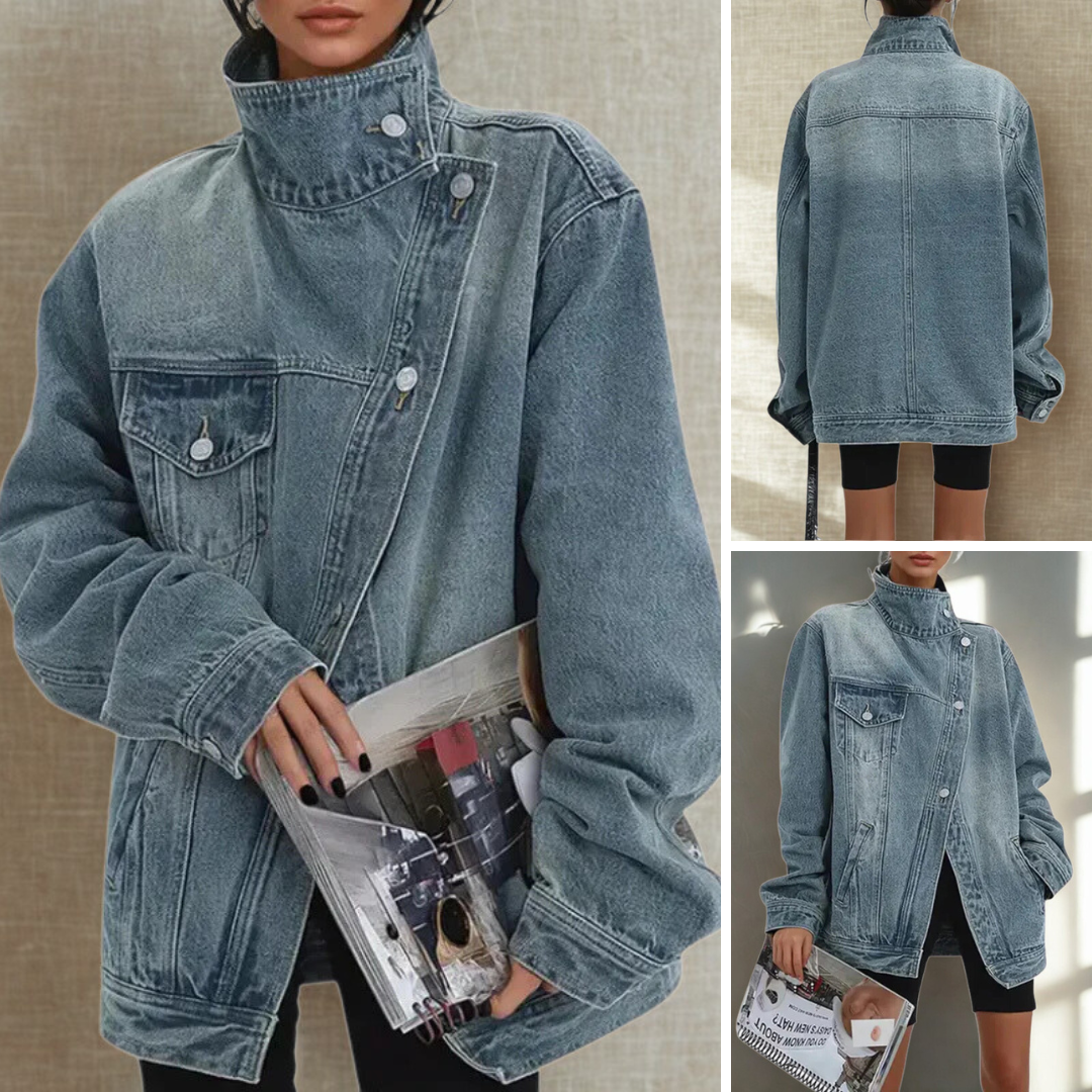 SARAH | Modna asymetryczna kurtka zapinana na guziki w stylu streetwear