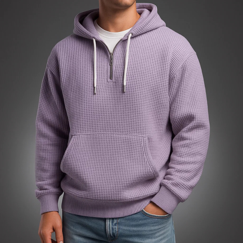 Pete | Strukturierter Hoodie mit Half-Zip und Kapuze