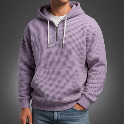 Pete | Strukturierter Hoodie mit Half-Zip und Kapuze