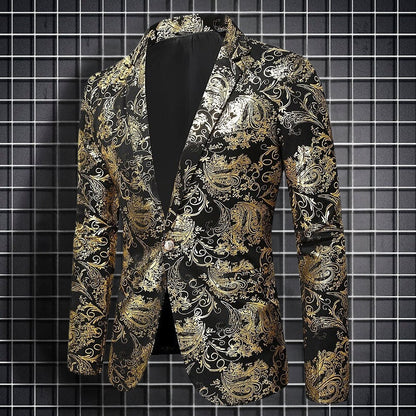 Freddie – Long Sleeve Printed Blazer With Lapel Collar