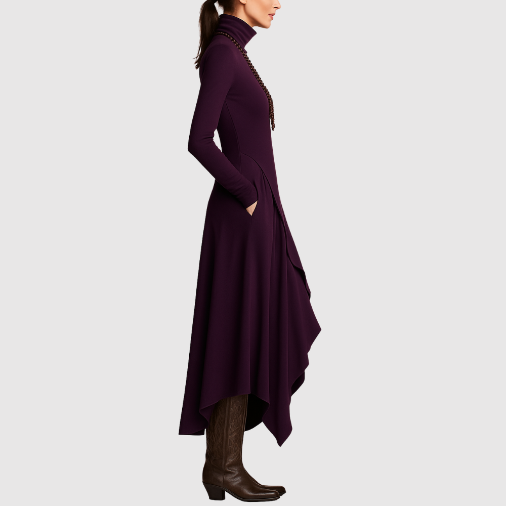 Eliška – Elegancka asymetryczna sukienka maxi o luźnym kroju