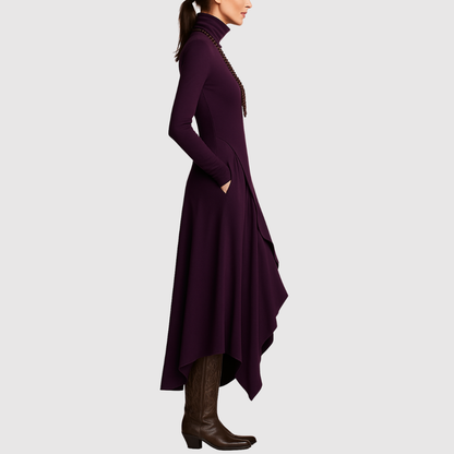 Eliška – Elegancka asymetryczna sukienka maxi o luźnym kroju