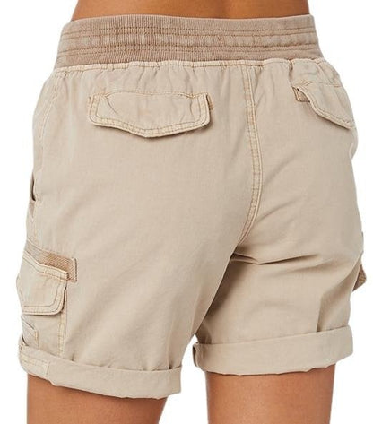 Audria - Pantaloncini Cargo a Vita Alta Con Coulisse e Tasche Cargo