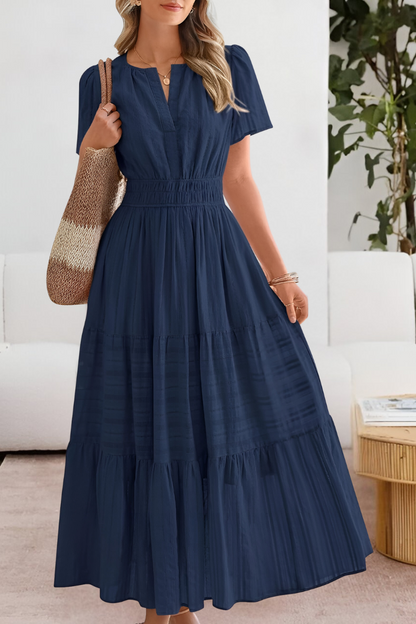 Chloe | Women's Boho Short Sleeve Smocked Midi Dress