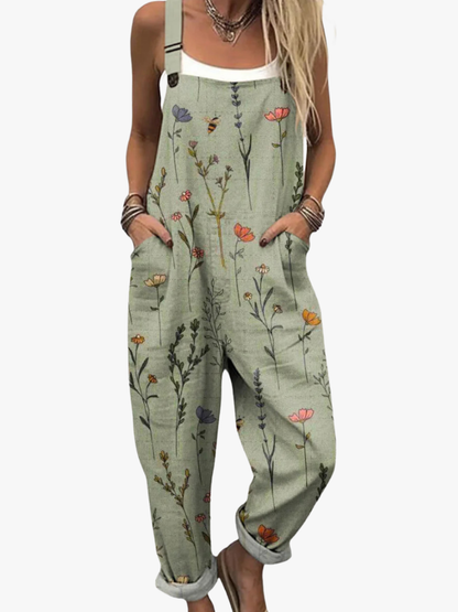 Morelya - Damen Blumen Latzhose Lockerer Schnitt