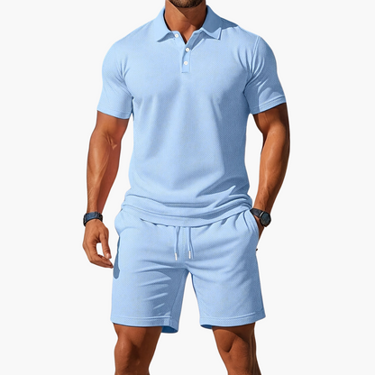 Louis – Ensemble polo à manches courtes et short à taille à cordon homme