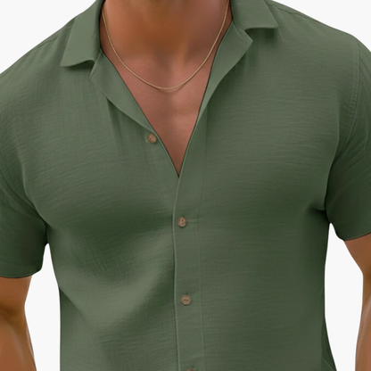Chemise homme légère en lin manches courtes