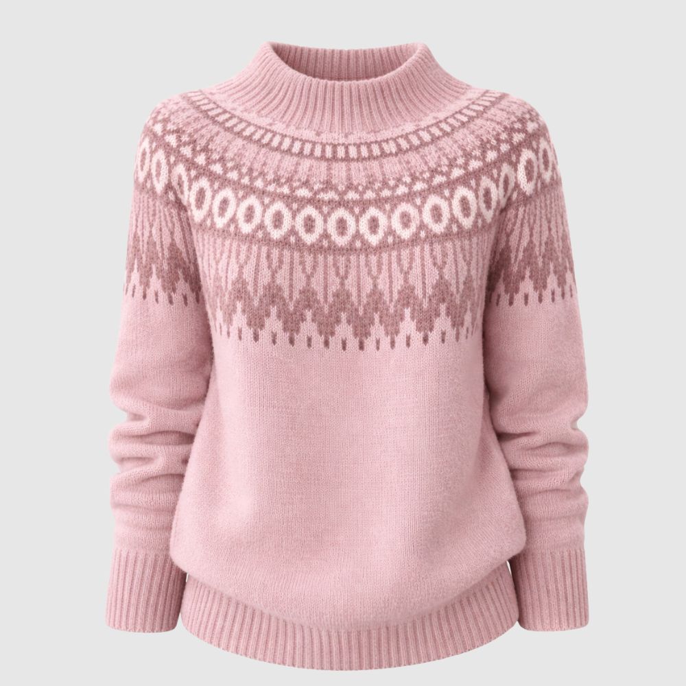 Amelia – Damski sweter z delikatnym zimowym wzorem