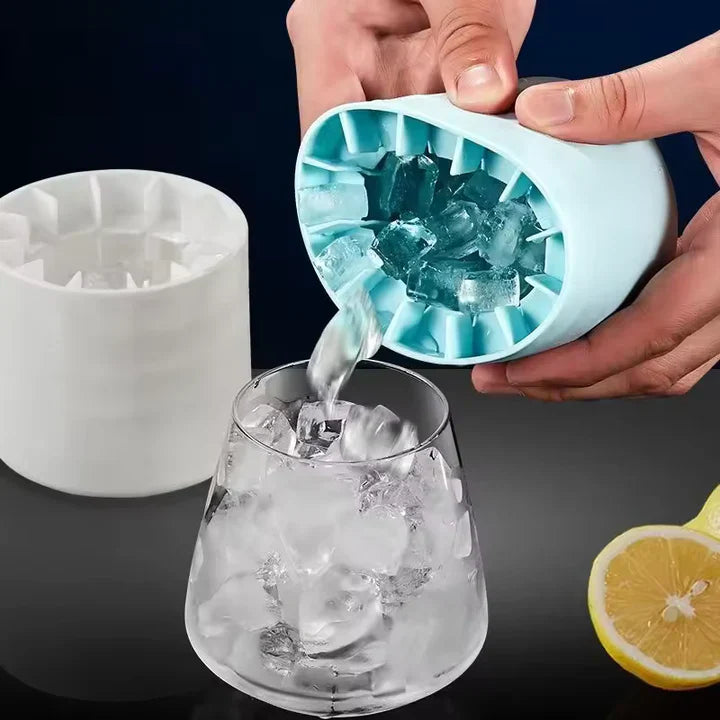 Silikon-Eiswürfelform mit Deckel – Einmal drücken, fertig